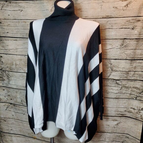 JM Collection Women's Printed Poncho Turtleneck Sweater Size 2X - Picture 2 of 9